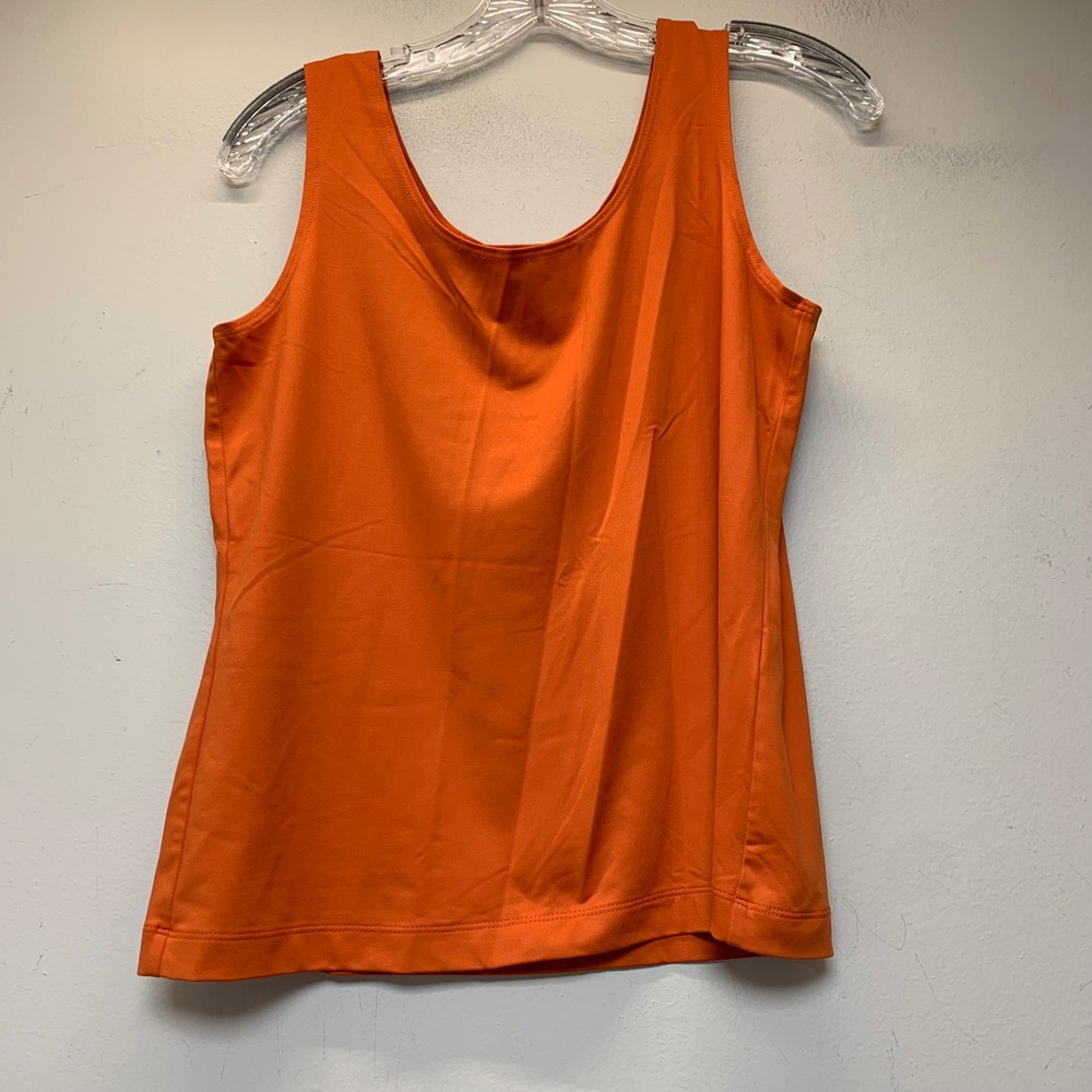 Chico's Tank Top Women Size 1 Orange Excellent Scoop Neck Nylon Spandex Stretch